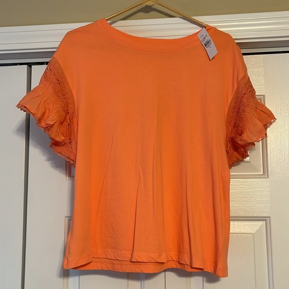 Lace Ruffle Sleeve Mixed Media Top - Picture 4 of 5